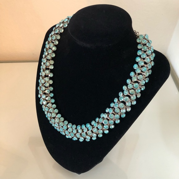 Blue Rhinestone Statement Necklace - Picture 5 of 5